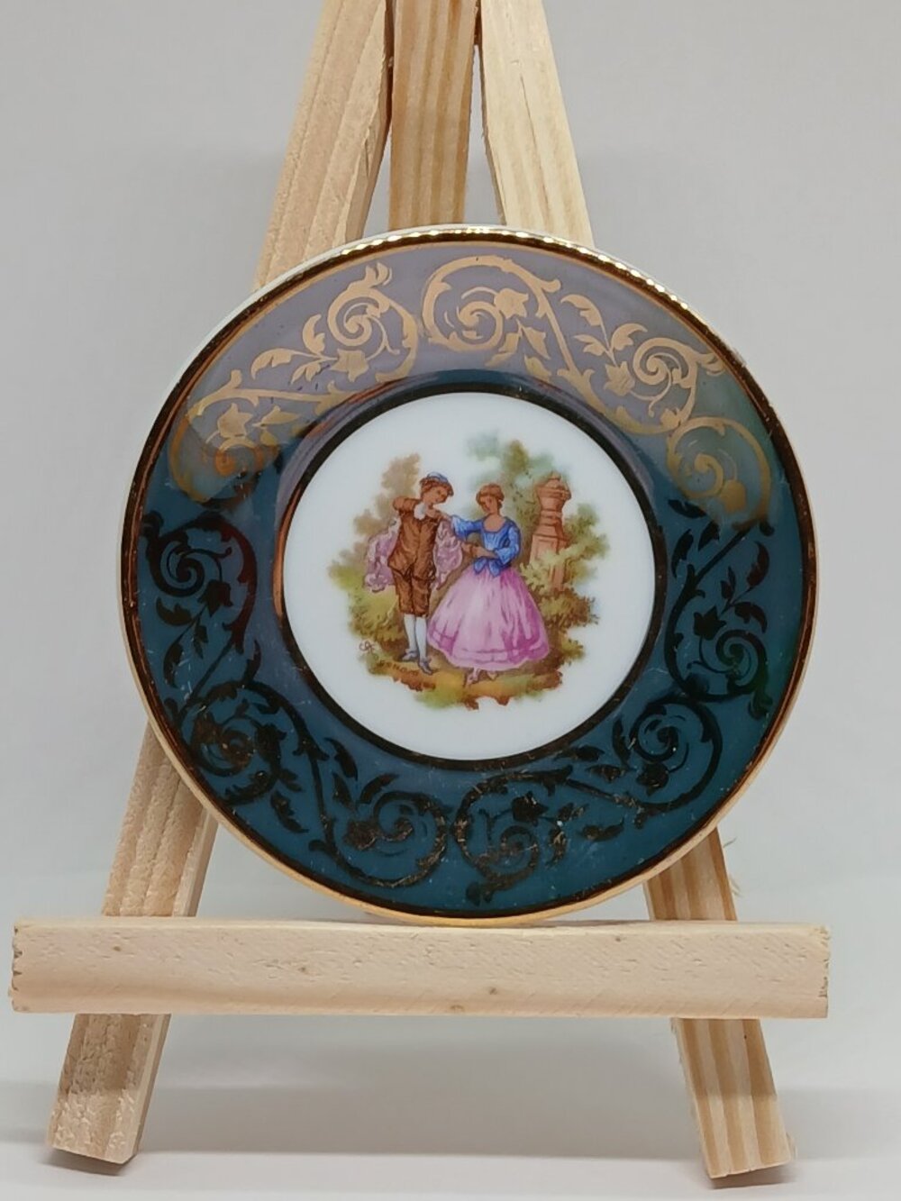 Vintage Antique Mid-Century Miniature Porcelain Courting Couple Decorative Plate
